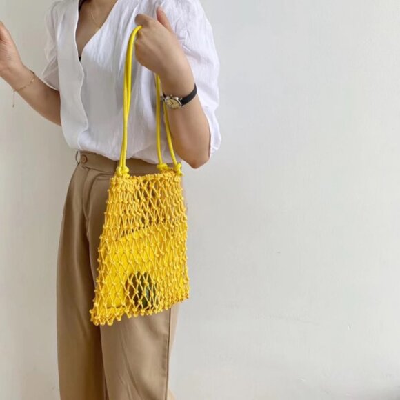 Boho Shoulder Bag /Yellow Rope/ Beachy / Island Handbag- NWT - Picture 6 of 10